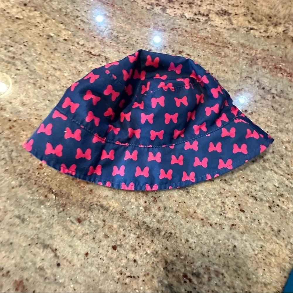 Pink Kids' Bucket Hat with Navy Character Silhouettes Reversible